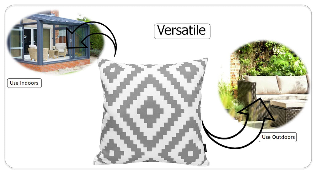 OLIVIA ROCCO Nairobi Silver Waterproof Cushion Covers 43 x 43 cm Reversible Indoor Outdoor Breathable Patio Garden Sofa Bed Chair