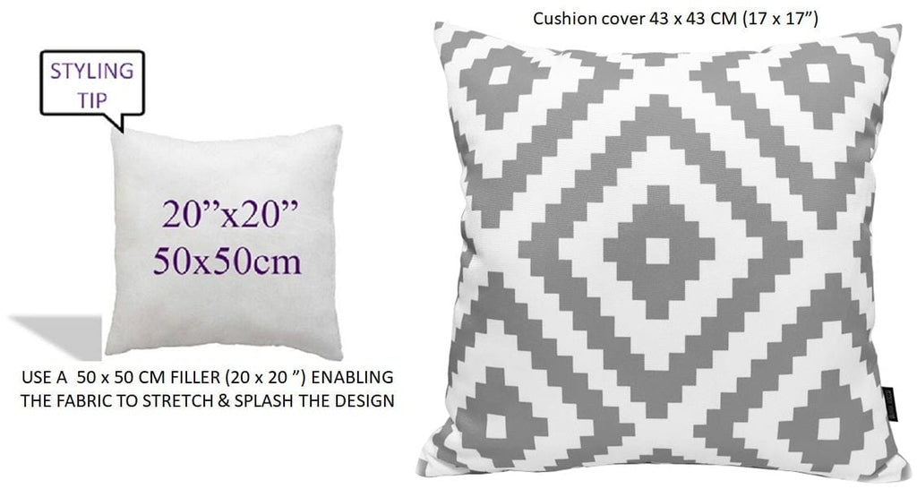 OLIVIA ROCCO Nairobi Silver Waterproof Cushion Covers 43 x 43 cm Reversible Indoor Outdoor Breathable Patio Garden Sofa Bed Chair