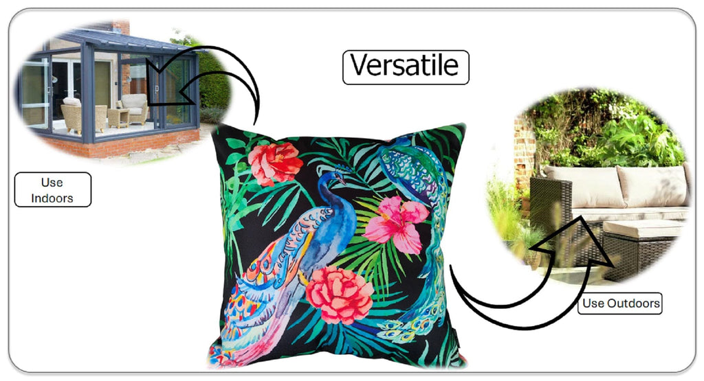 OLIVIA ROCCO Peacock Waterproof Cushion Covers 43 X 43 CM Reversible Breathable Decorative Indoor Outdoor For Patio Garden Sofa Bed Chair