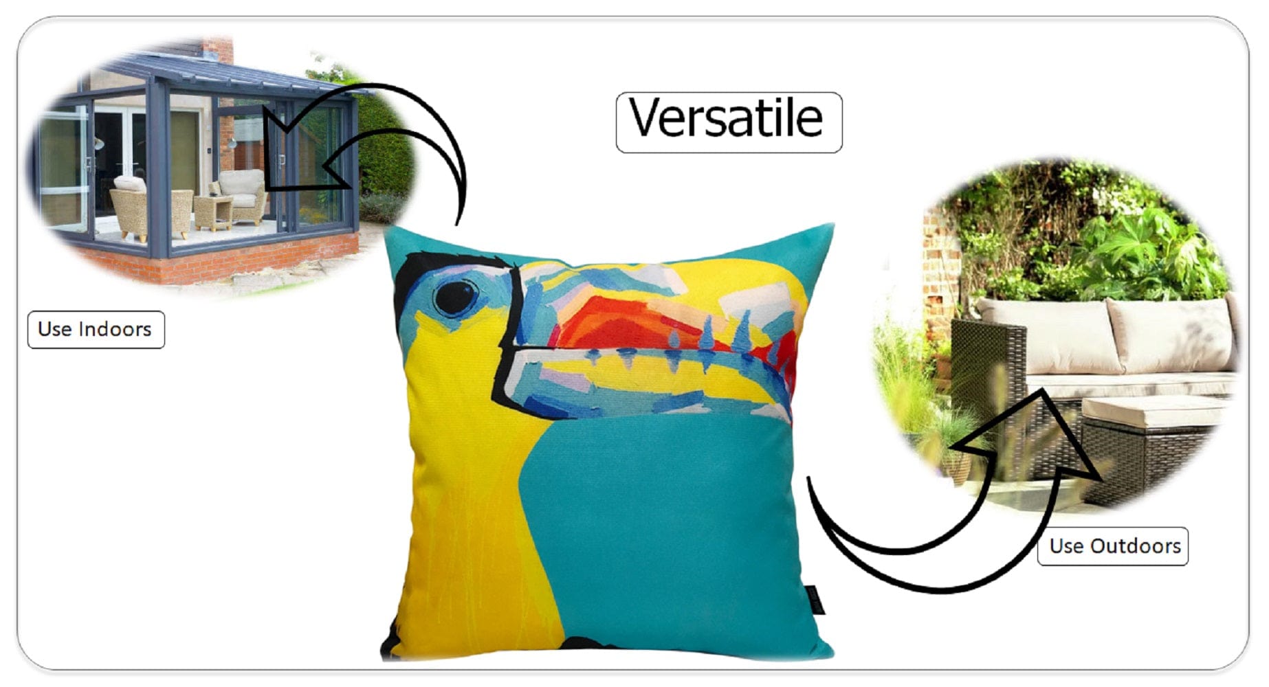 OLIVIA ROCCO Pelican Outdoor Waterproof Weather-Resistant Cushion Covers 43x43 cm for Patio, Garden, Beach and Indoor Use