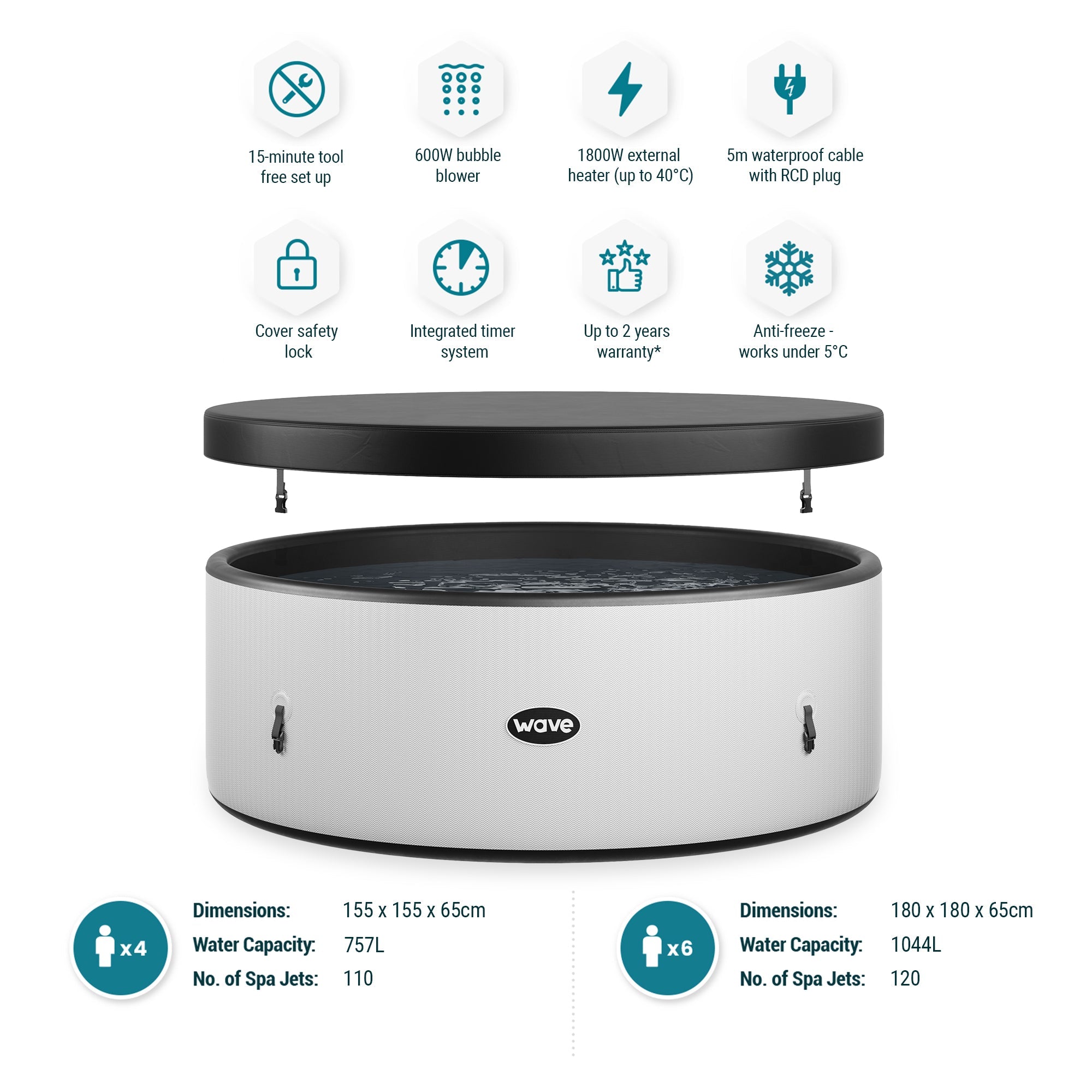 WaveSpa Ontario Round Drop Stitch Hot Tub | Herringbone