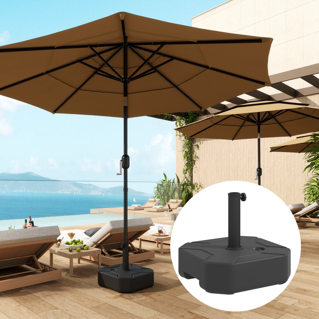 Outsunny Square Garden Parasol Base, Sand/Water Filled Parasol Stand, Black
