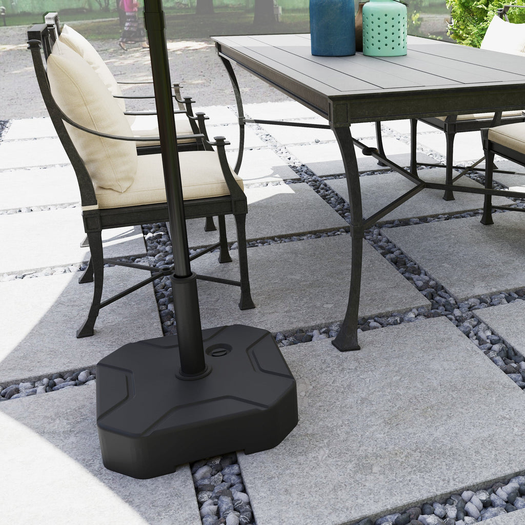 Outsunny Square Garden Parasol Base, Sand/Water Filled Parasol Stand, Black