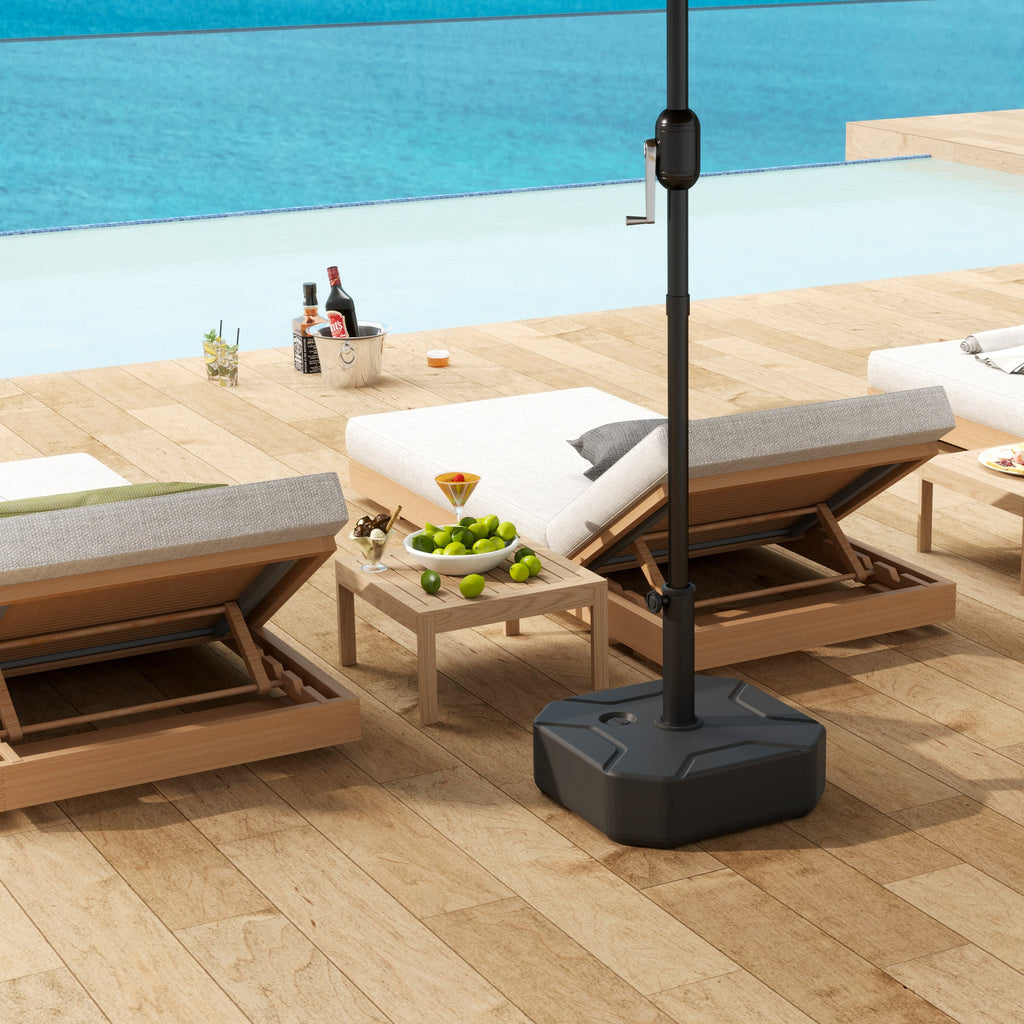 Outsunny Square Garden Parasol Base, Sand/Water Filled Parasol Stand, Black