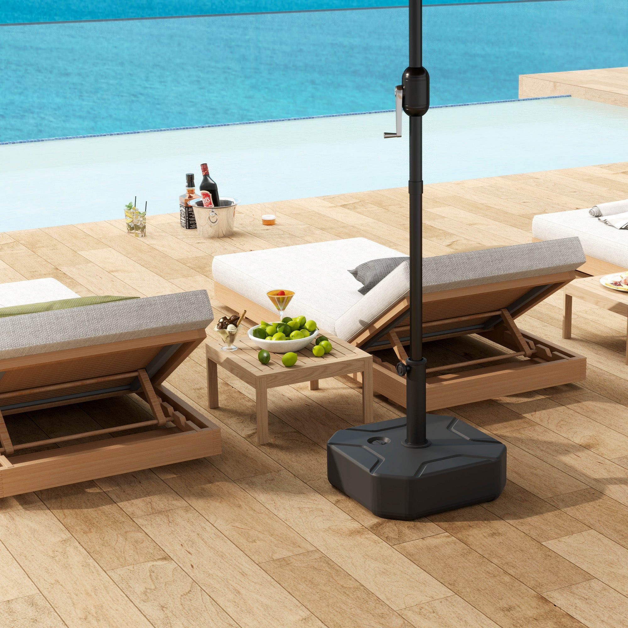 Outsunny Square Garden Parasol Base, Sand/Water Filled Parasol Stand, Black