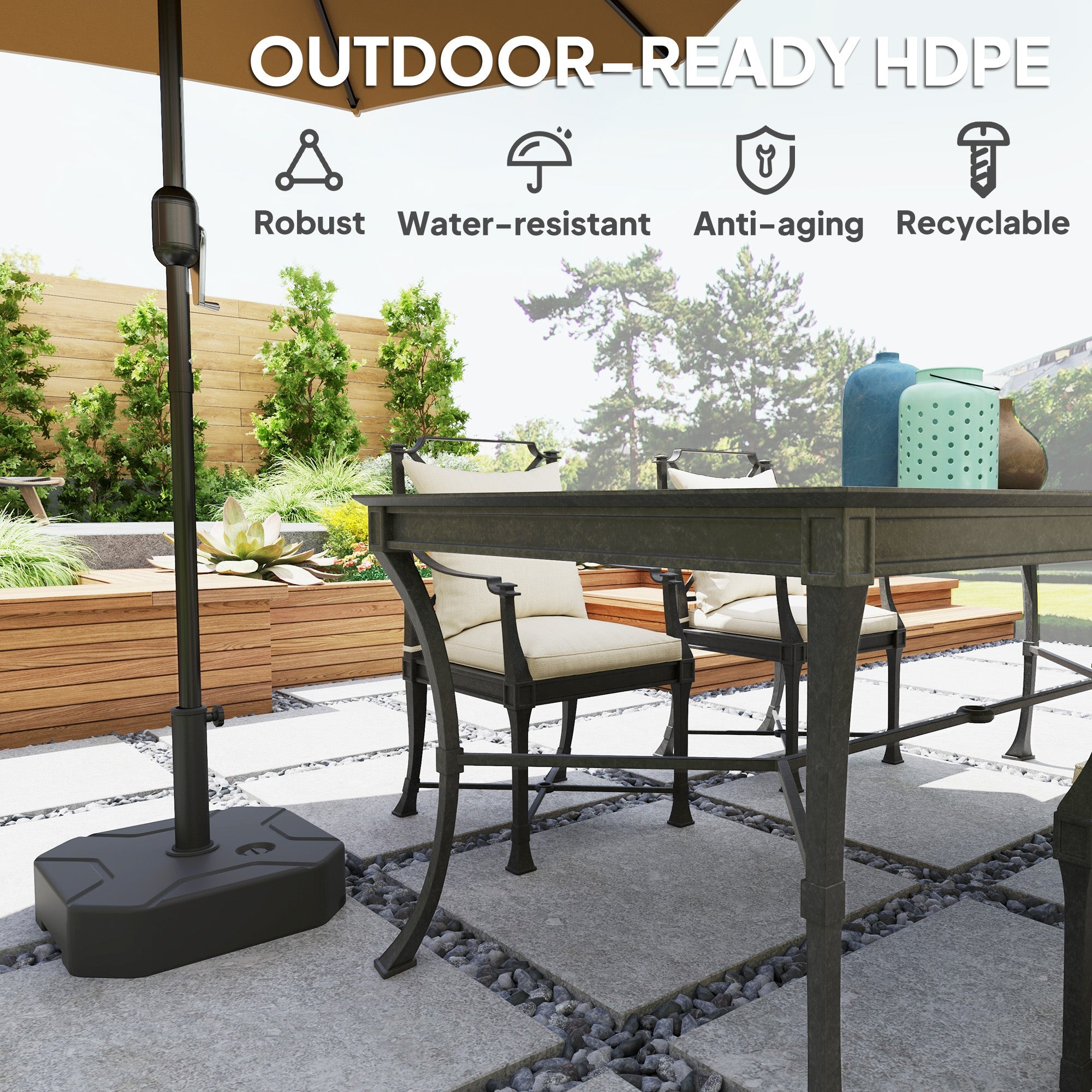 Outsunny Square Garden Parasol Base, Sand/Water Filled Parasol Stand, Black