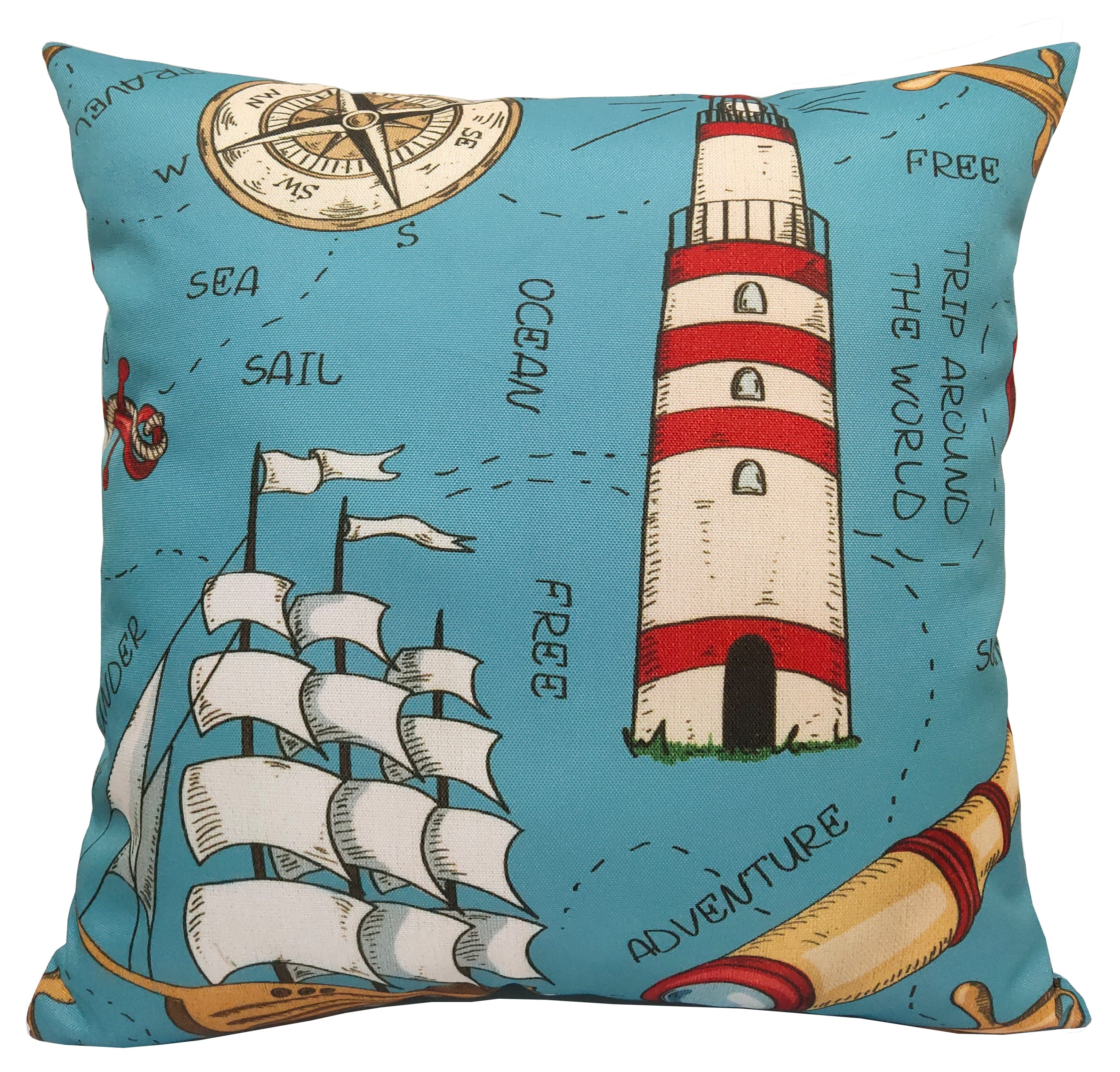 OLIVIA ROCCO Water Resistant 17 X 17 Inches Patio Garden Cushion Covers Seaside Coastal Style Indoor Outdoor Use Decorative