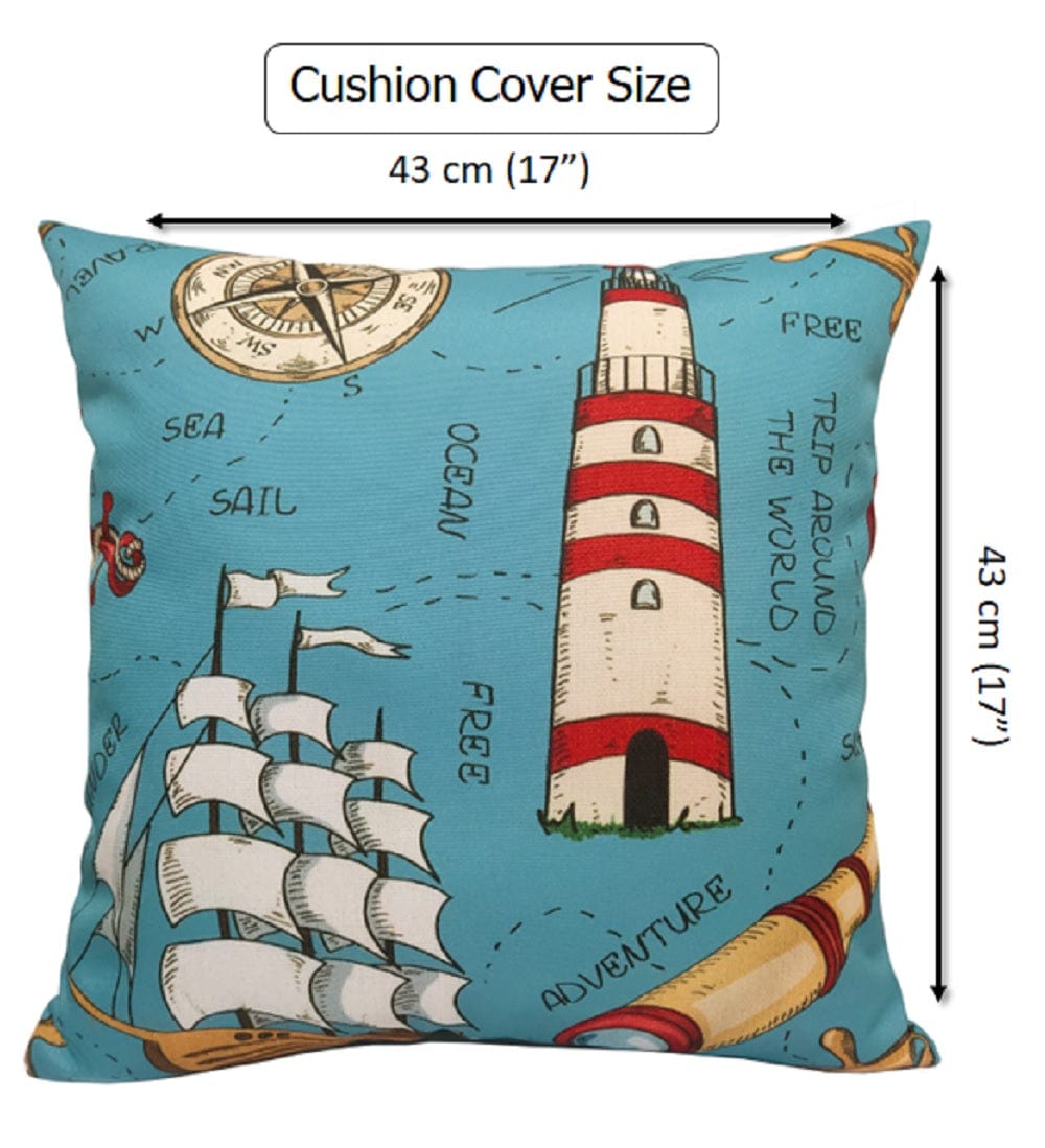 OLIVIA ROCCO Water Resistant 17 X 17 Inches Patio Garden Cushion Covers Seaside Coastal Style Indoor Outdoor Use Decorative