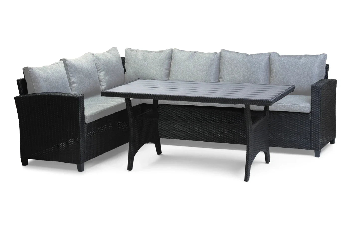 Stockholm 6 Seater Black Rattan Corner Set and Cover Bundle
