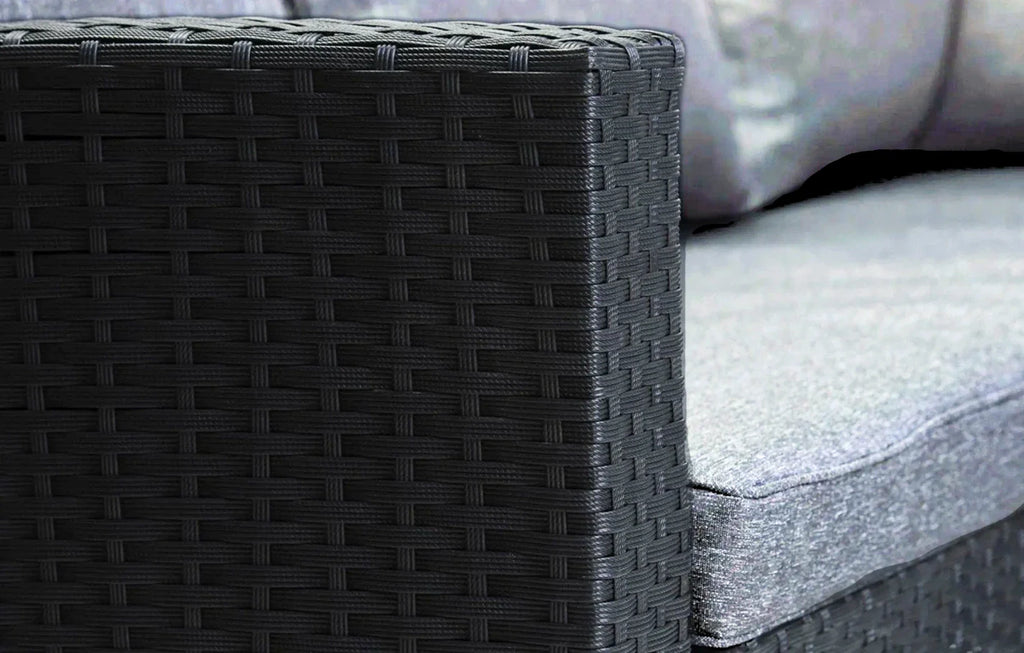 Stockholm 6 Seater Black Rattan Corner Set and Cover Bundle