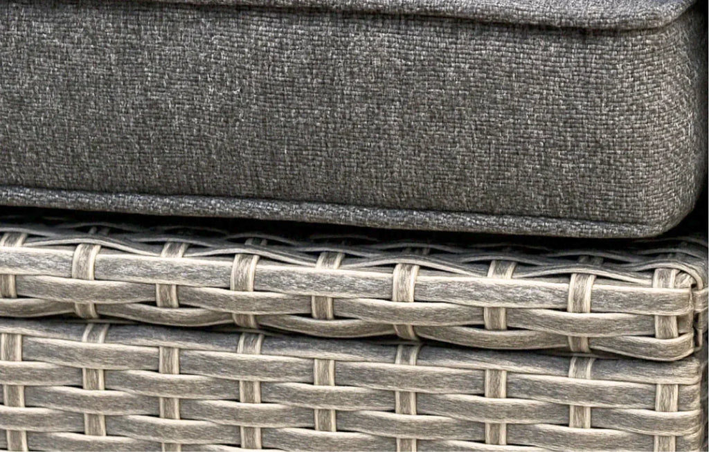 Stockholm Rattan Grey 4 Seater Garden Chaise Lounge Set with Armchair