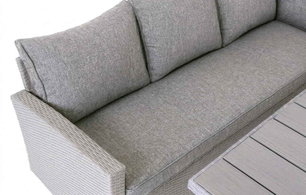 Stockholm 6 Seater Grey Rattan Corner Set and Cover Bundle