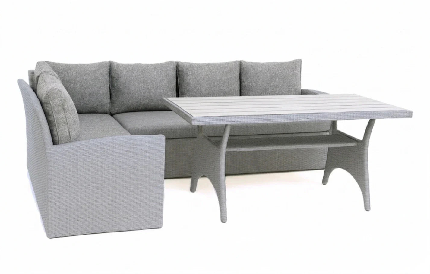 Stockholm 6 Seater Grey Rattan Corner Set and Cover Bundle