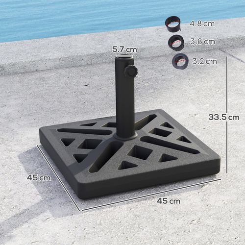 Outsunny Parasol Base 15kg Garden Umbrella Stand with Cut-Out Design, Black