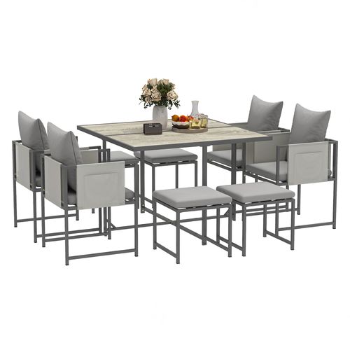 Outsunny 8 Seater Garden Dining Set, Cube Garden Furniture with Cushions