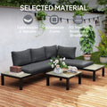 Outsunny 3pcs Garden Sectional Sofa Side Table Furniture Set w/ Cushion