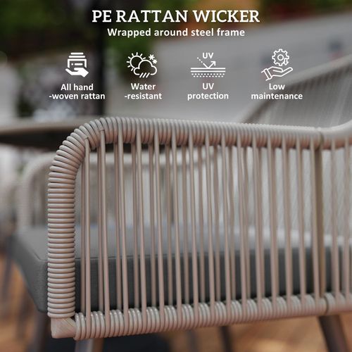 Outsunny Rattan Dining Set, 4 Seater Rattan Garden Furniture, Light Brown