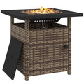 Outsunny 50,000 BTU Rattan Fire Pits for Garden, Propane Fire Pit Table, Black