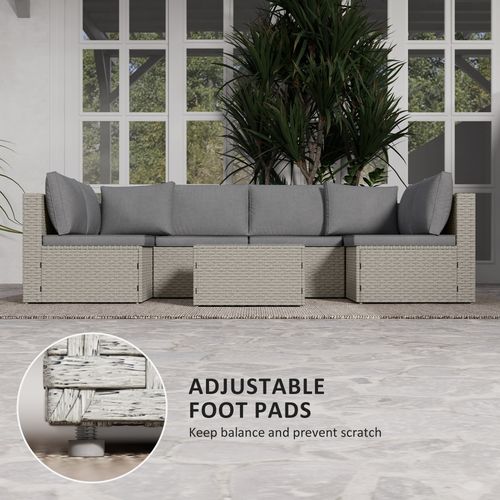 Outsunny 7 Pieces Rattan Garden Furniture Set with Cushions, Light Brown