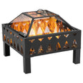 Premium Outdoor Fire Pit - Durable Metal, Wood Burner, Mesh Screen & Poker Included