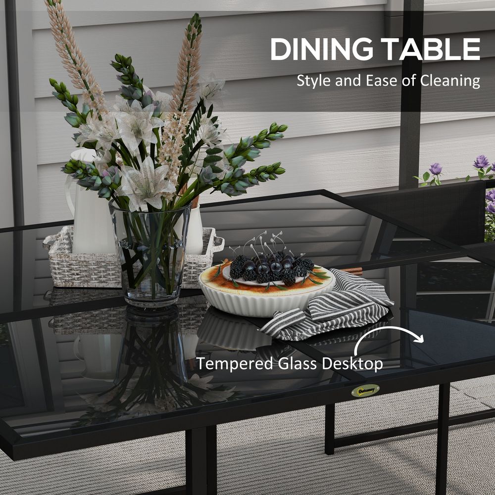 Outsunny Garden Furniture Set: 4 Seater Table & Chairs, Adjustable Backrest