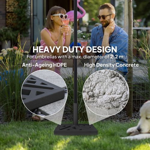 Outsunny Parasol Base 15kg Garden Umbrella Stand with Cut-Out Design, Black