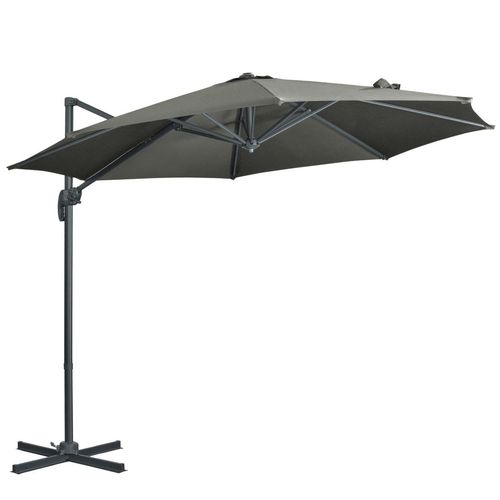 3 x 3(m) Cantilever Parasol Garden Umbrella with Cross Base Grey