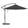 Outsunny Garden Cantilever Parasol with Cover Weighted Base Wind Strap Grey