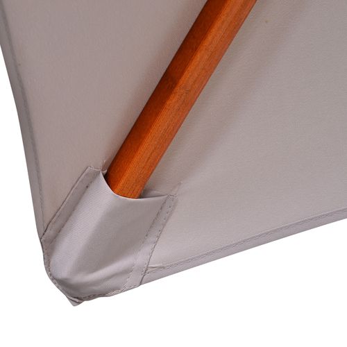 Outsunny 3(m) Wood Square Umbrella Garden Market Parasol Sunshade Grey