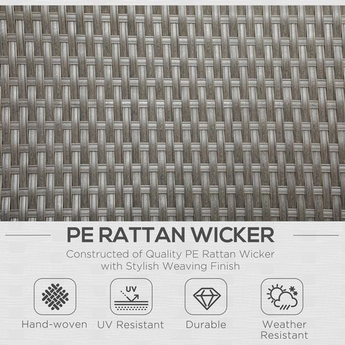 Outsunny 4 Piece Rattan Garden Furniture Set with Sofa, Glass Table, Grey