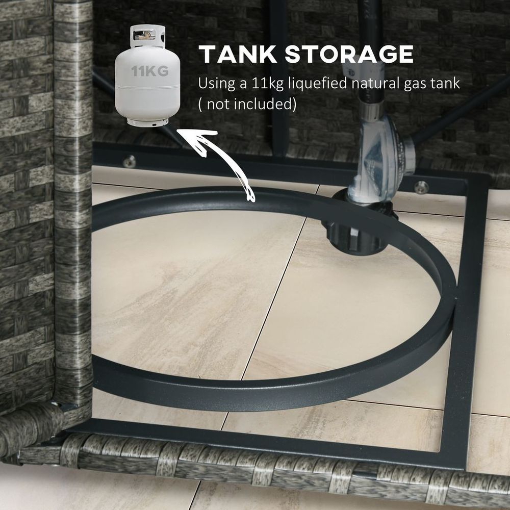 Outsunny Rattan Garden Furniture Sofa Set - Armchairs, Footstools, Fire PitTable