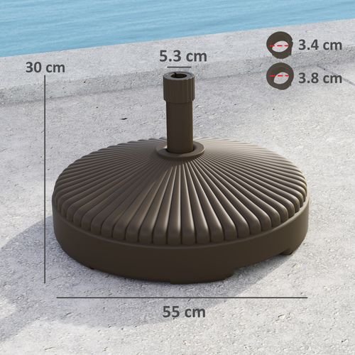 Outsunny Garden Parasol Base, 28kg Sand Filled, 23kg Water Filled, Brown
