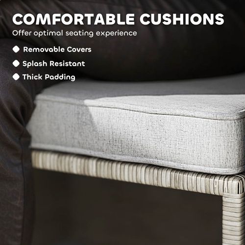 Outsunny 5 Piece Rattan Garden Furniture Set w/ Storage Table, Stools, Grey