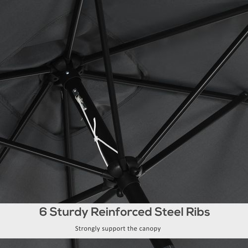 Outsunny 3x2m Patio Parasol Canopy Tilt Crank 6 Ribs Sun Shade Garden Black