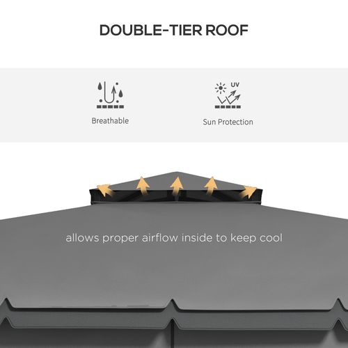 Outsunny 3 x 3(m) Patio Gazebo Garden Shelter w/ Mosquito Netting, Light Grey