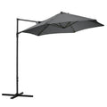 2.5M Garden Cantilever Parasol W/ 360 Rotation and Cross Base, Dark Grey