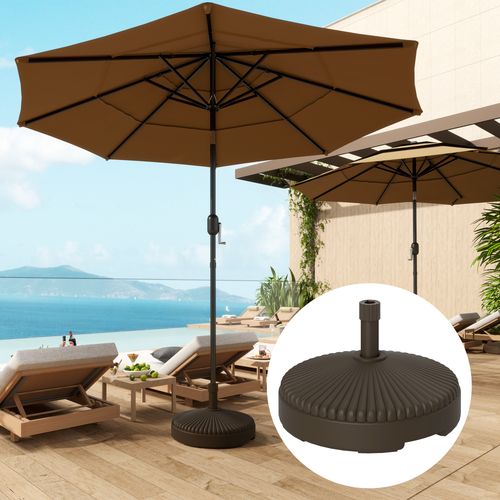 Outsunny Garden Parasol Base, 28kg Sand Filled, 23kg Water Filled, Brown