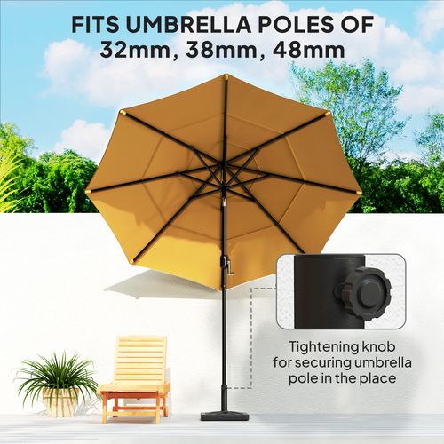 Outsunny Parasol Base 15kg Garden Umbrella Stand with Cut-Out Design, Black