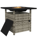 Outsunny 50,000 BTU Rattan Fire Pit Table - Grey, Garden Propane Pit - Electric Ignition, Adjustable Heat
