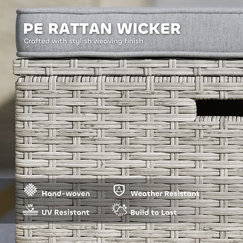 Outsunny 5 Piece Rattan Garden Furniture Set w/ Storage Table, Stools, Grey