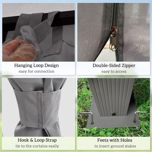 Outsunny 4 x 3(m) Patio Gazebo Garden Shelter w/ Curtains and Netting, Grey