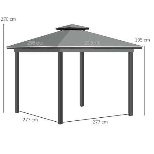 Outsunny 3 x 3(m) Patio Gazebo Garden Shelter w/ Mosquito Netting, Light Grey