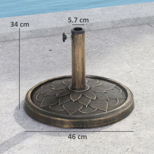 Outsunny 12kg Resin Garden Parasol Base Sun Umbrella Base, Bronze Tone