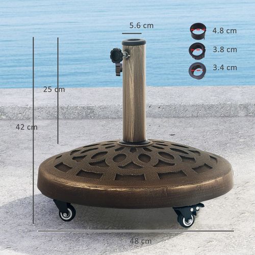 Outsunny 21kg Resin Garden Parasol Base Umbrella Stand with Wheels