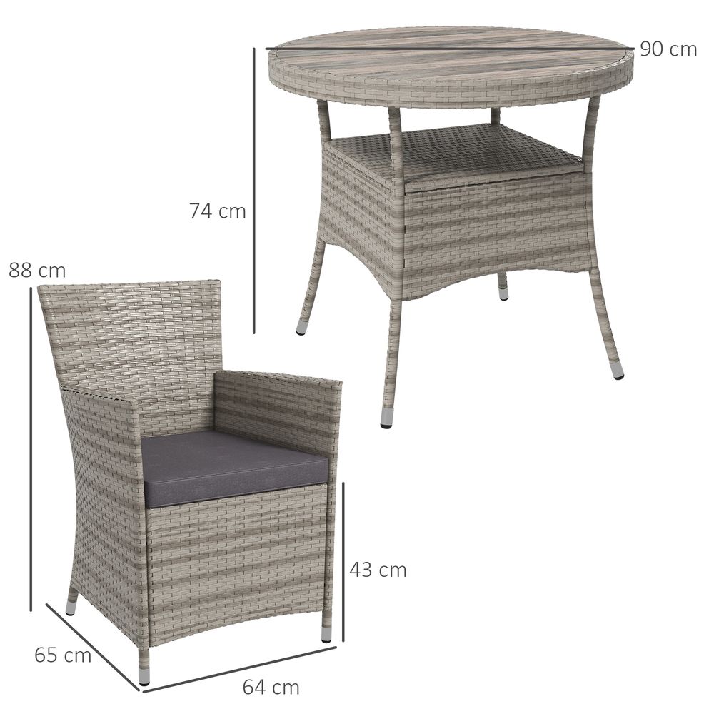 Premium Grey Rattan Garden Furniture Set: 5-Piece Patio Dining Set with Steel Frames & Padded Cushions