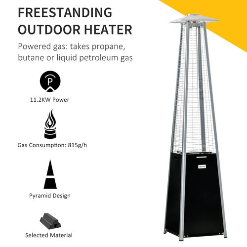 11.2KW Outdoor Gas Heater Freestanding Pyramid Propane Garden Tower Heater