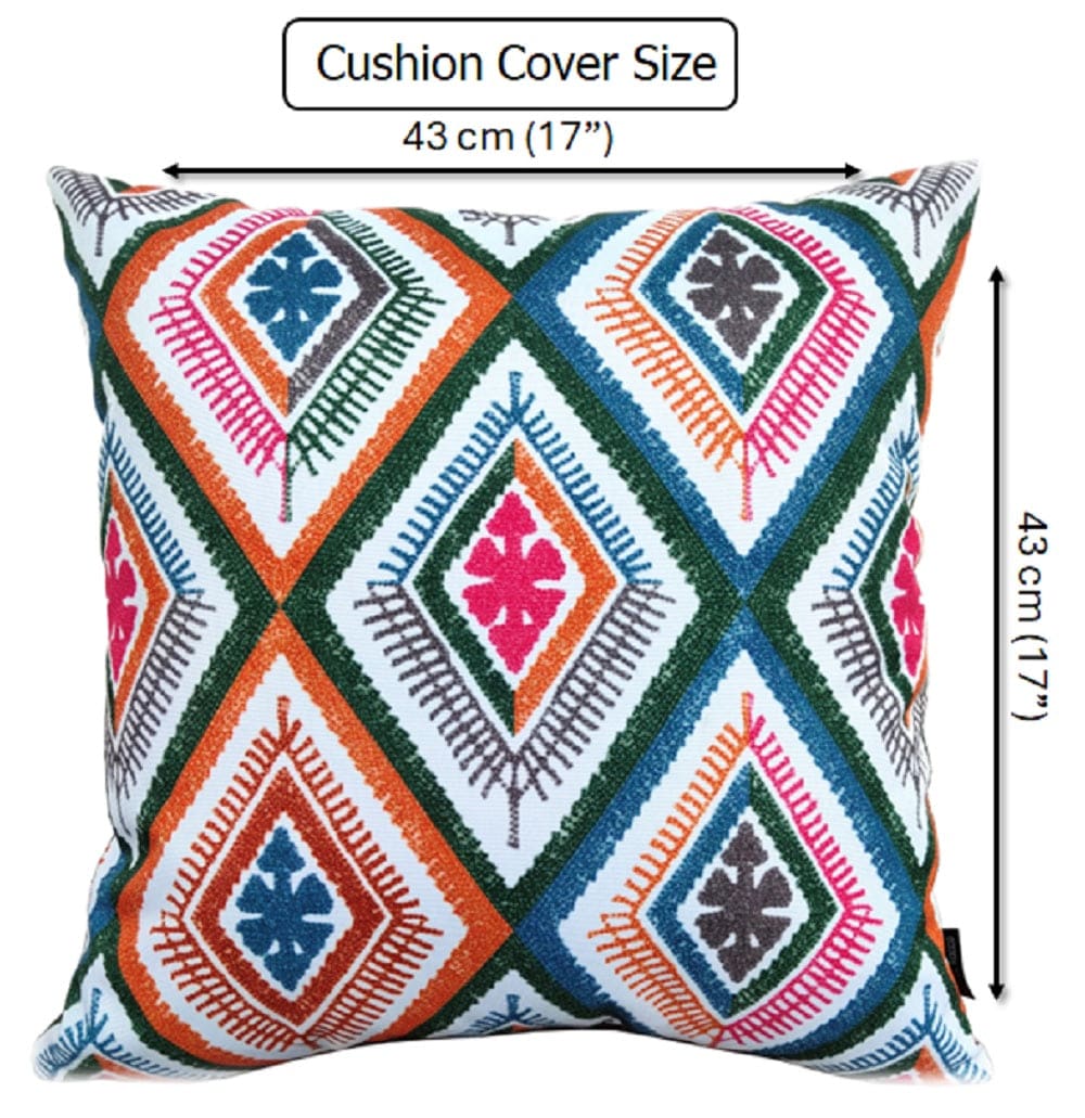 OLIVIA ROCCO Vibrant Meze Outdoor Waterproof Cushion Covers 43x43 cm Polyester for Garden Bench Patio and Indoor Cushions