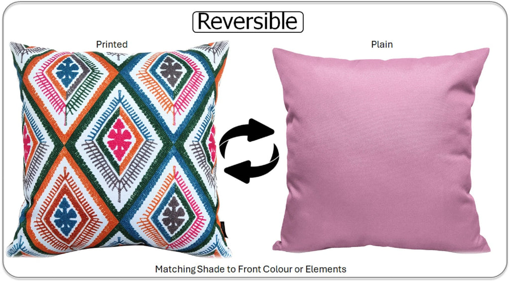 OLIVIA ROCCO Vibrant Meze Outdoor Waterproof Cushion Covers 43x43 cm Polyester for Garden Bench Patio and Indoor Cushions