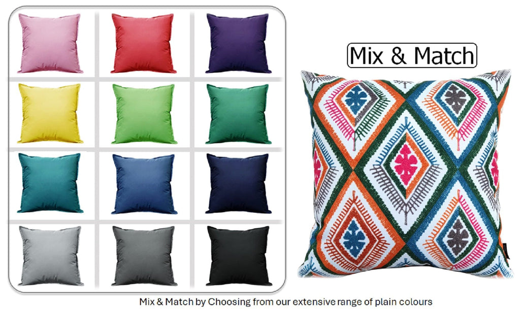OLIVIA ROCCO Vibrant Meze Outdoor Waterproof Cushion Covers 43x43 cm Polyester for Garden Bench Patio and Indoor Cushions