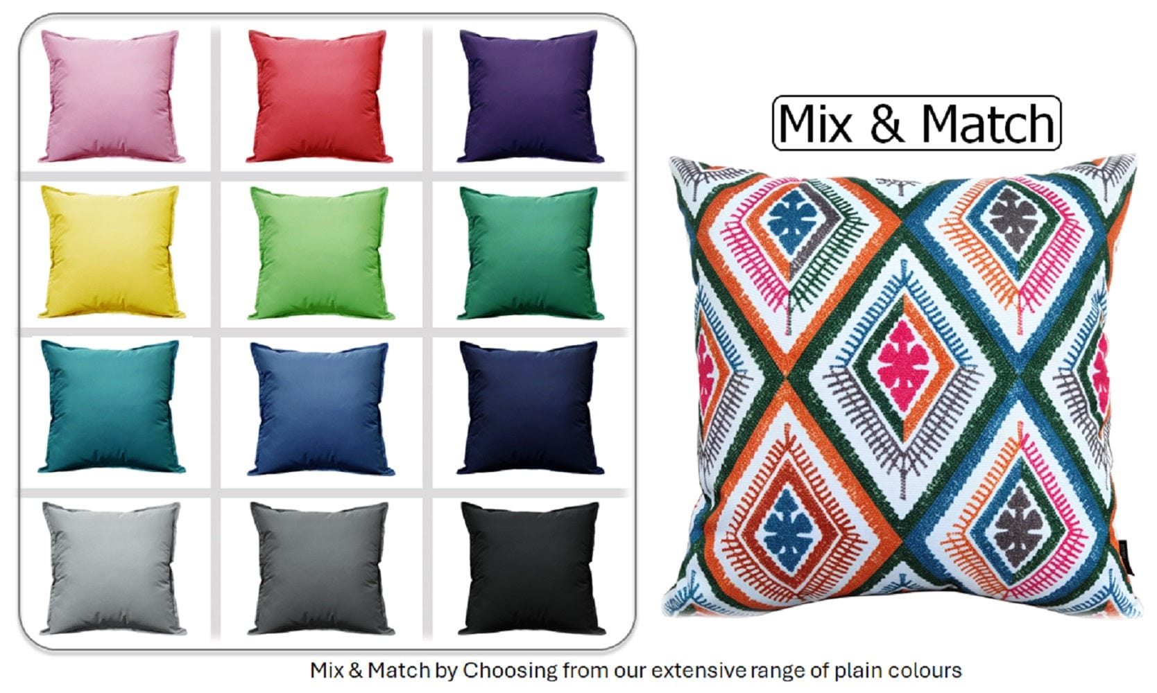 OLIVIA ROCCO Vibrant Meze Outdoor Waterproof Cushion Covers 43x43 cm Polyester for Garden Bench Patio and Indoor Cushions